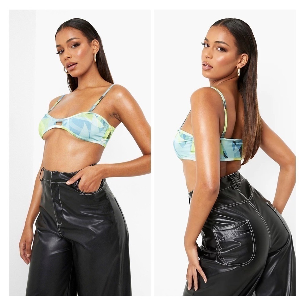 BOOHOO Abstract Print Bralette Top